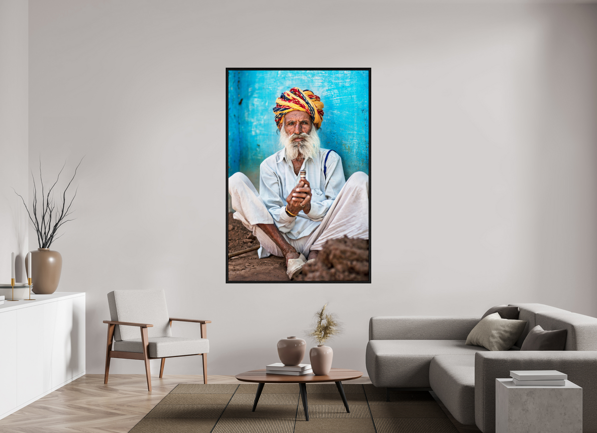 120 x 180 cm, Floater Frame India No. 08 — Blue Wall
