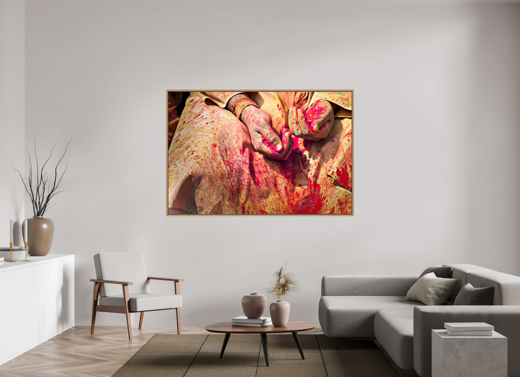 180 x 120 cm, Framed Print, Natural Oak India No. 06 — Crimson