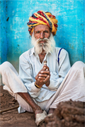 India No. 08 — Blue Wall — photograph by Xavier Arnau