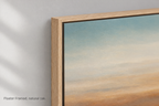 Close-up detail of the Floater Framed, natural oak corner