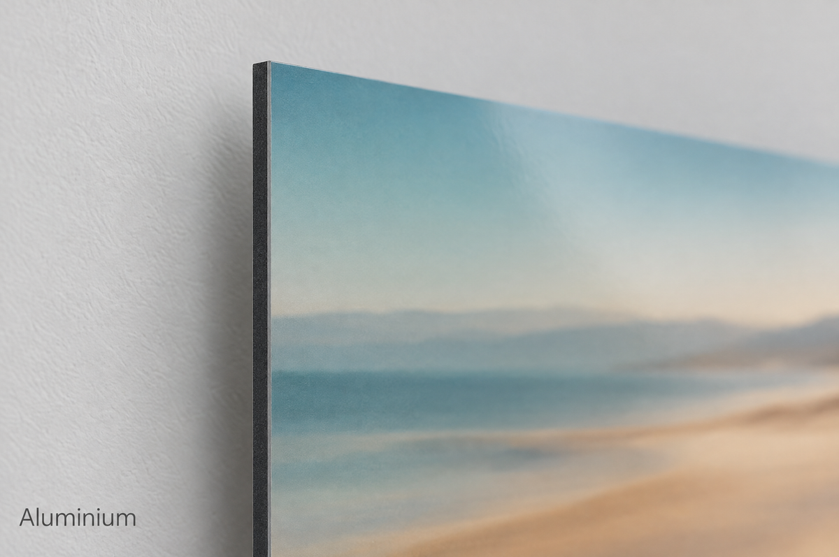 Close-up detail of the Aluminium print edge