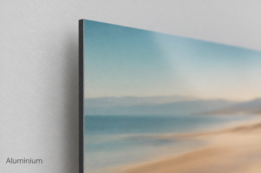 Close-up detail of the Aluminium print edge