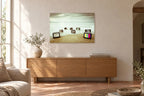 Television Project No. 06 — Drift — photo print shown on a wall in a Mediterranean living room