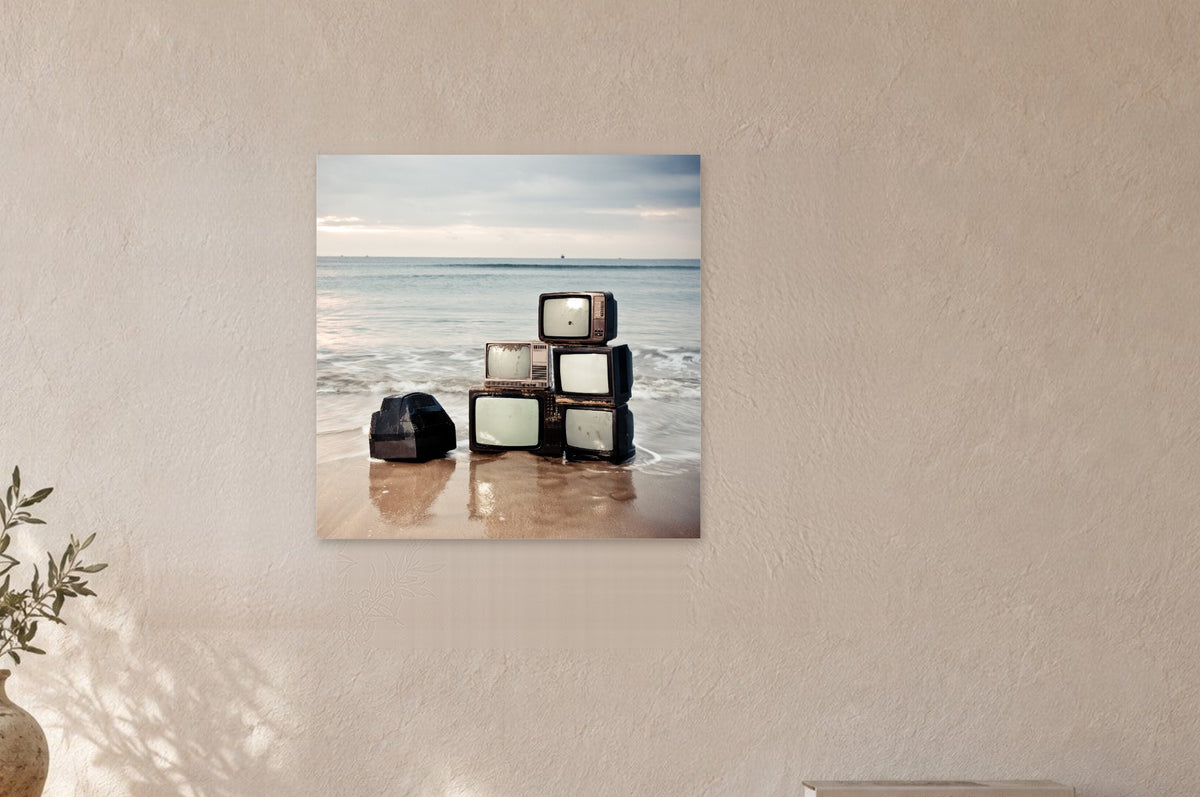 Television Project No. 03 — Low Tide — close view of the print on a wall