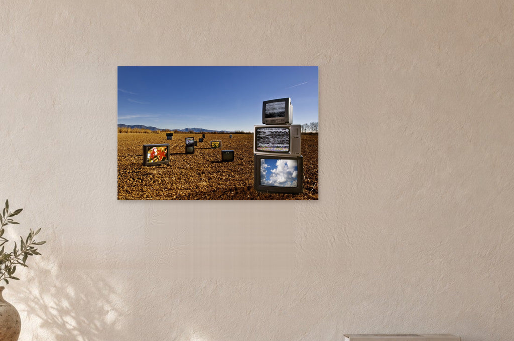 Television Project No. 04 — Harvest of Images — close view of the print on a wall
